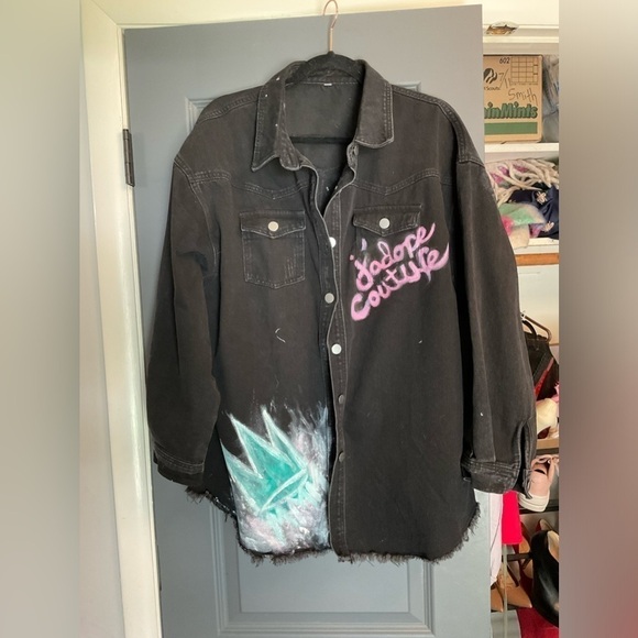 Custom painted white denim size medium Jean jacket “ - Picture 12 of 15